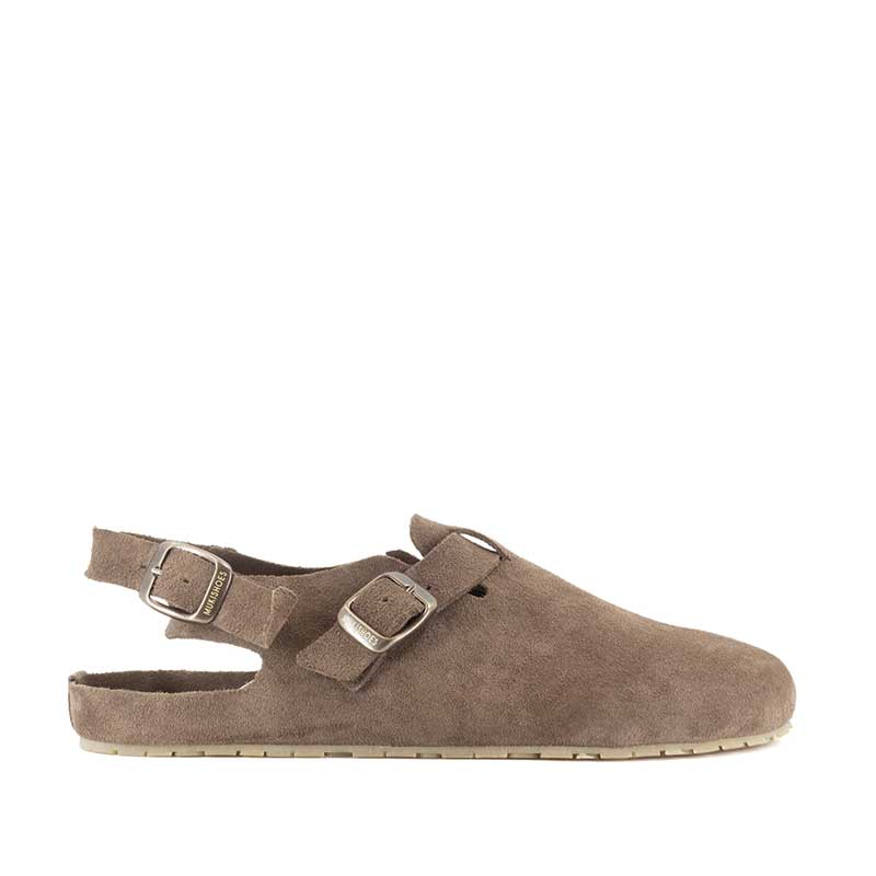 Mukishoes Clog Soca - Brown Suede, outer side view.