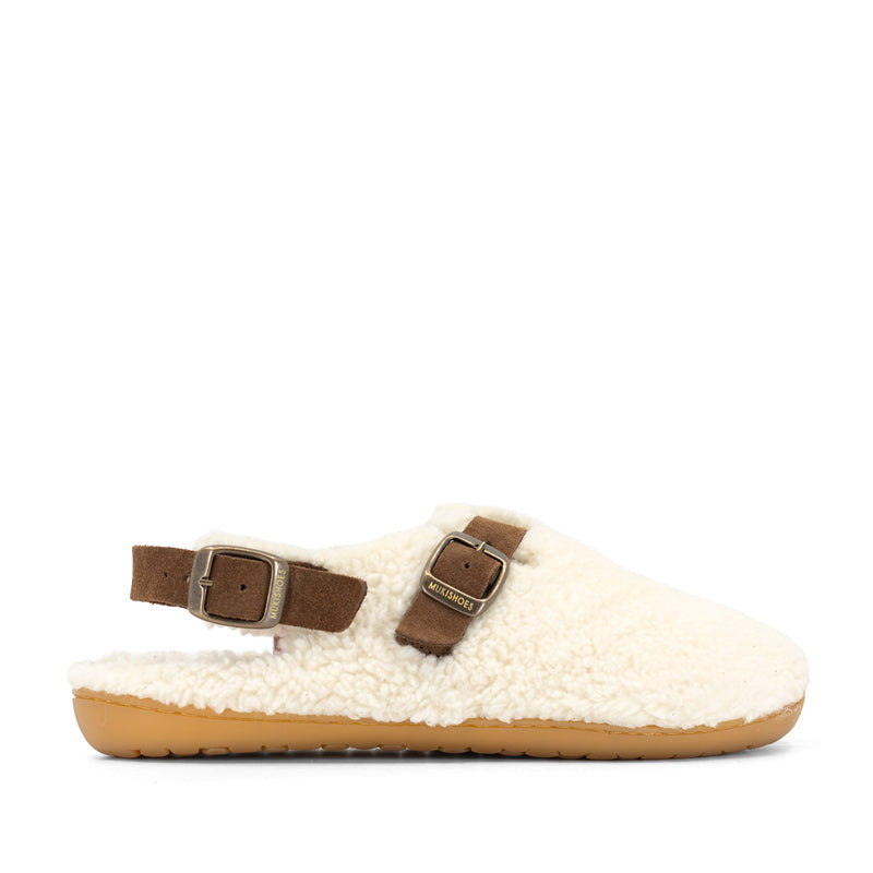Mukishoes Soca Nuvem Cotton Slipper - Cream, outer side view.
