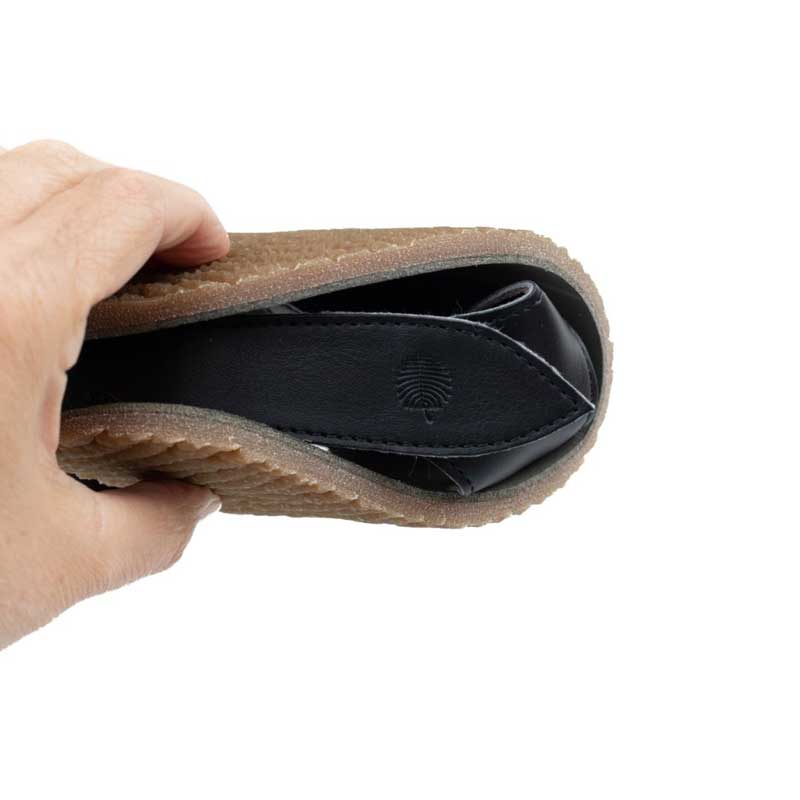 Tikki Women's Sandal Soul - Vegan Noir, folded up.