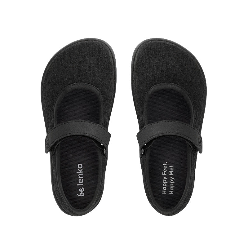 Pair of Be Lenka Kids Tinkee Ballet Shoes - All Black Sparkle, top view.