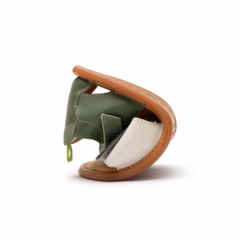 Tip Toey Joey Toddler Sandal Toucan - Green, folded up.