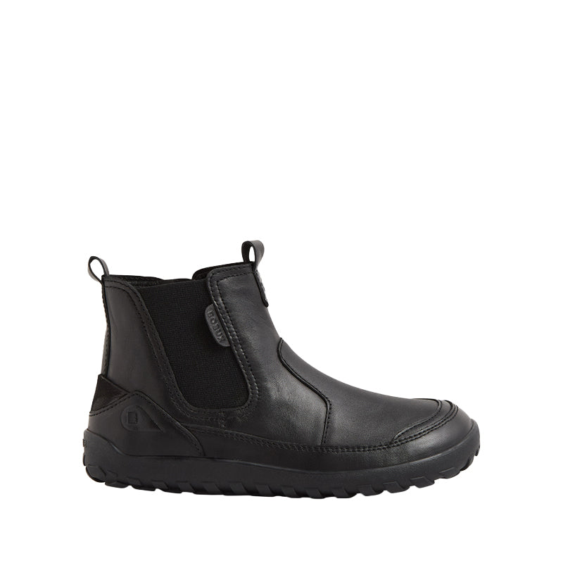 Bobux Alpha Trail School Boot - Black, outer side view.