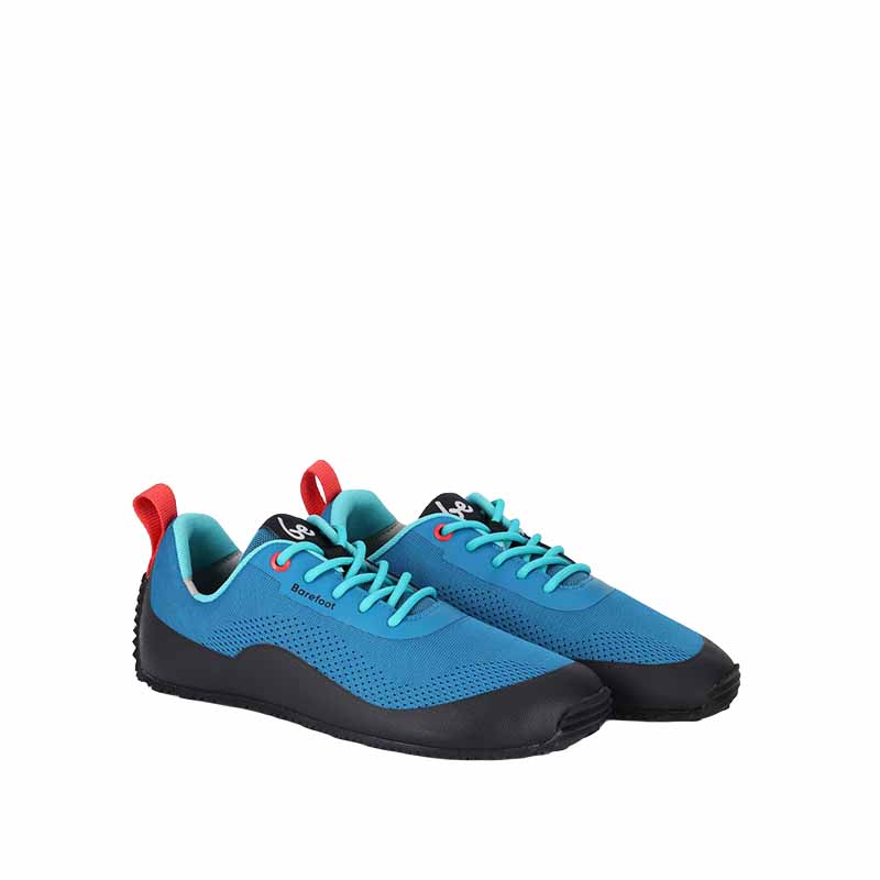 Pair of Be Lenka Adults Trailair Shoes - Aqua Blue, angled view showing outer side and front.