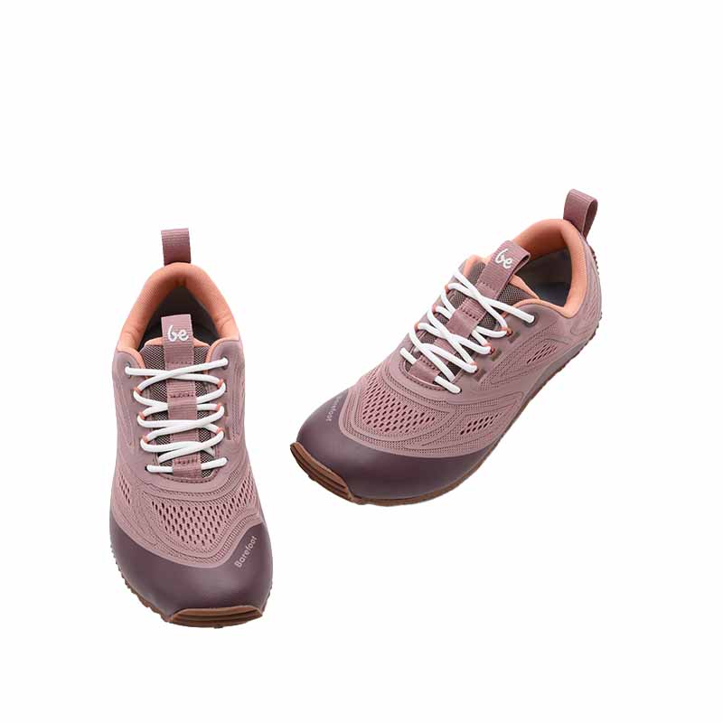 Pair of Be Lenka Adults Trailtech Shoes - Dusty Rose, angled view showing top and outer side.