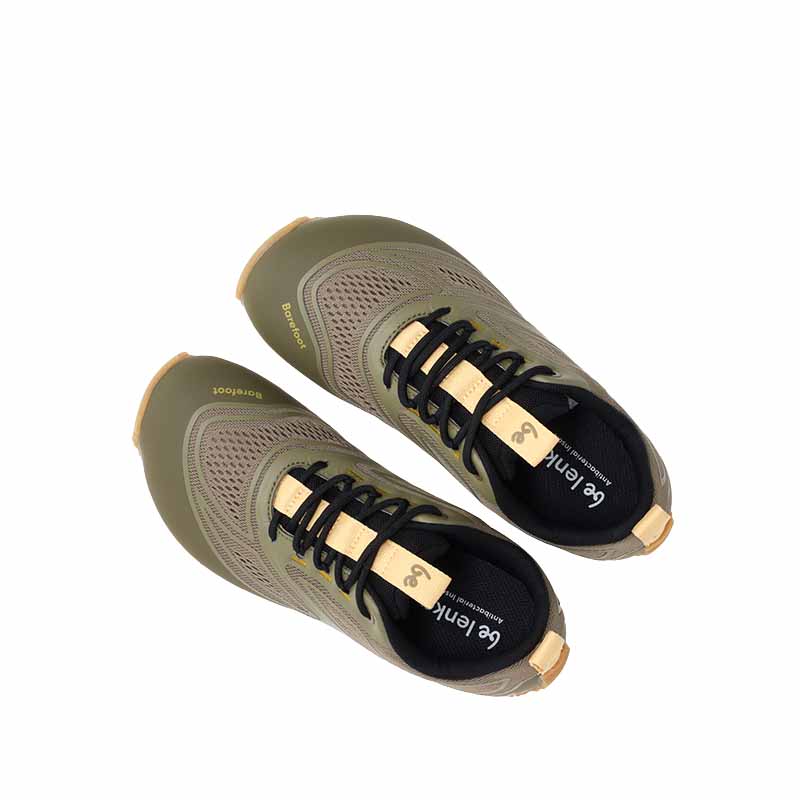 Pair of Be Lenka Adults Trailtech Shoes - Khaki Green, top view.
