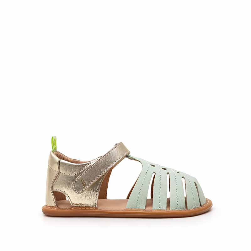 Tip Toey Joey Toddler Sandal Tropically - Mint Champagne, outer side view.