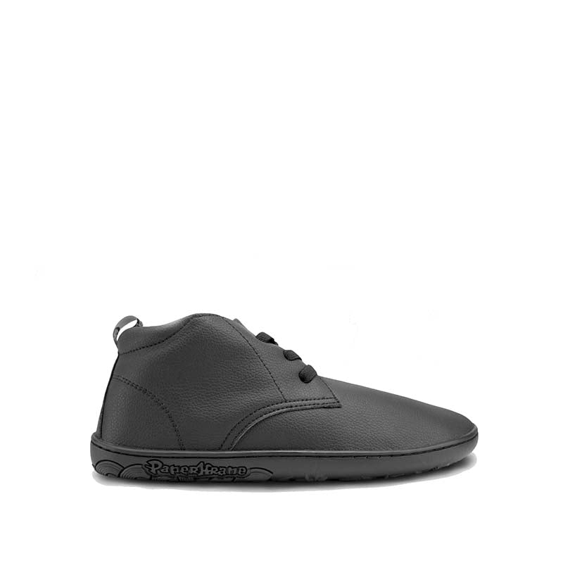 PaperKrane Kids Vegan Biro School Shoe in black, outer side view.