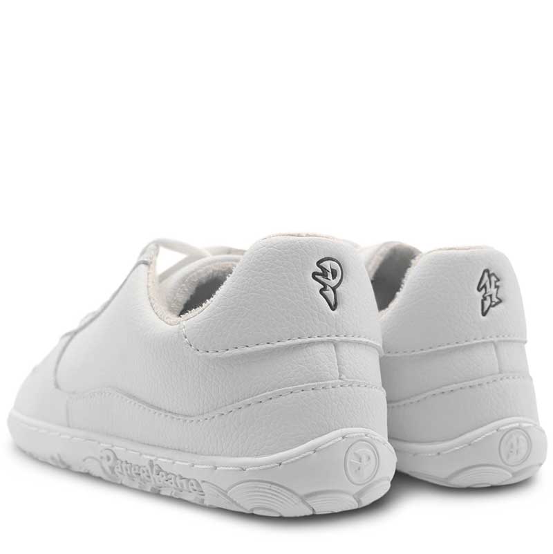 Pair of PaperKrane Vegan Shoes Low 2.0 in white, angled view showing outer side and rear.