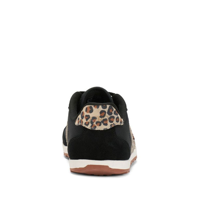 Xero Women's Trainer Wynn - Black/Leopard, rear view.