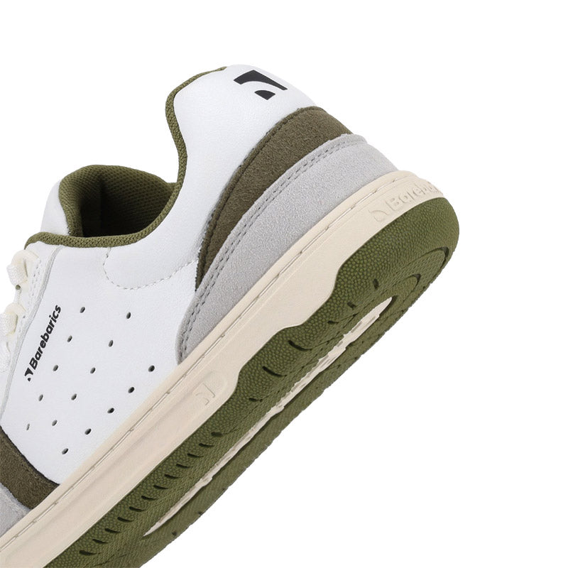 Be Lenka Adults Barebarics Trainer Wave 2.0 - White and Green, close up of heel.