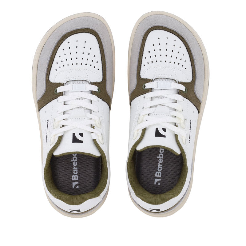 Pair of Be Lenka Adults Barebarics Trainers Wave 2.0 - White and Green, top view.