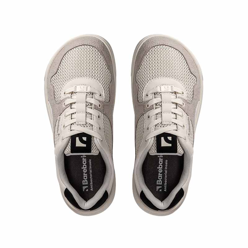 Pair of Be Lenka Adults Barebarics Vegan Trainers Zing Fresh - White and Beige, top view.