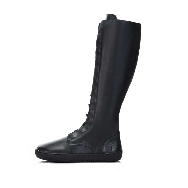Shapen Women's High Lace-Up Boot Abby - Black, outer side view.