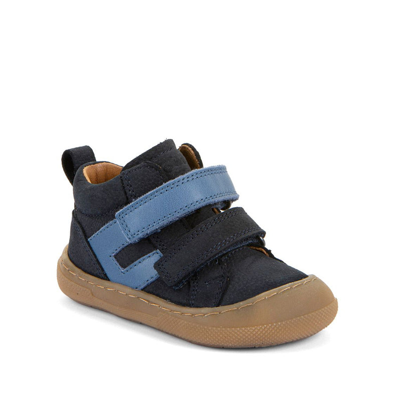 Froddo Kids Barefoot Maly F Boot - Dark Blue, angled view showing outer side and front.