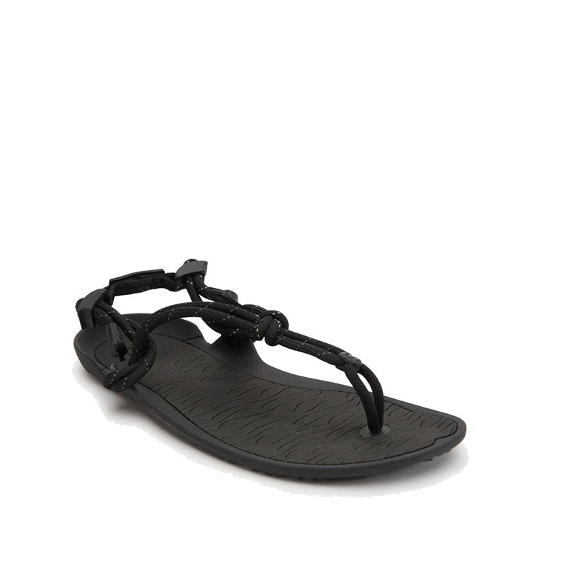 Xero Women's Sandal Aqua Cloud - Black, angled view showing outer side and front.