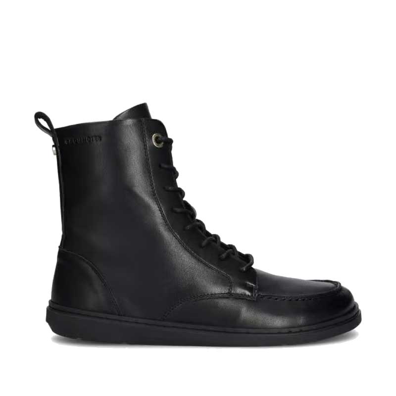 Groundies Women's Adelaide Boot in black, outer side view.