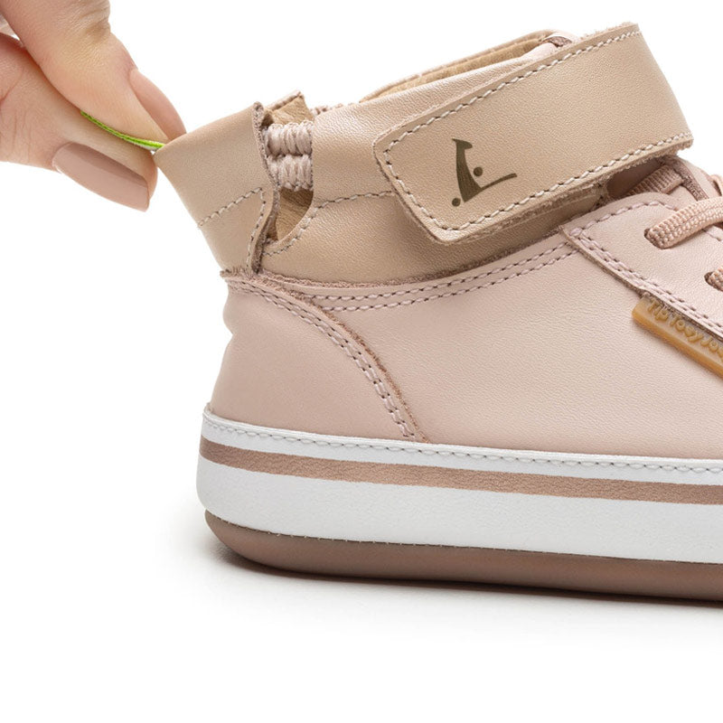 Tip Toey Joey Toddler High Top Trainer Alley - Cotton Candy and Pink Pearl, close up of heel.