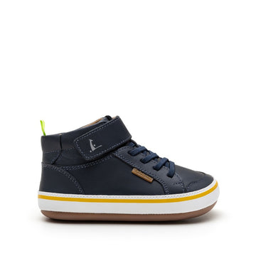Tip Toey Joey Toddler High Top Trainer Alley - Navy and White, outer side view.