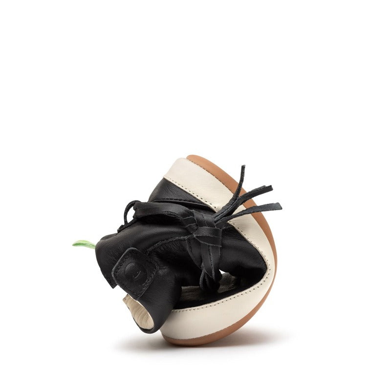Tip Toey Joey Toddler Boot Ridgely - Black and Tapioca, folded up.