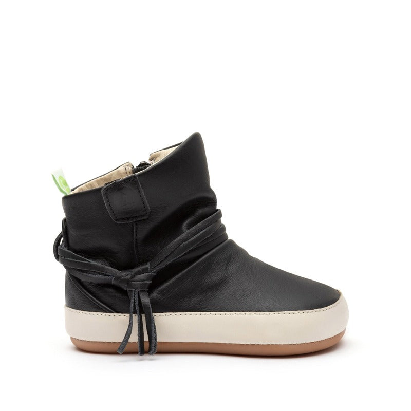 Tip Toey Joey Toddler Boot Ridgely - Black and Tapioca, outer side view.