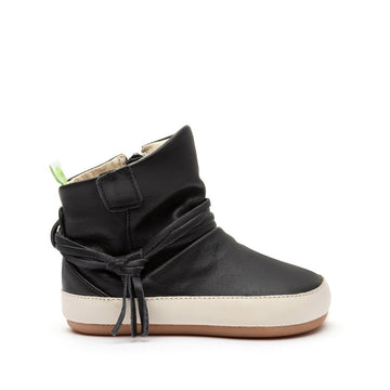 Tip Toey Joey Toddler Boot Ridgely - Black and Tapioca, outer side view.
