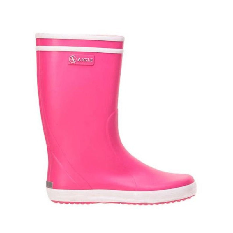 Aigle Kids Welly Lolly Pop - Rose, outer side view showing logo