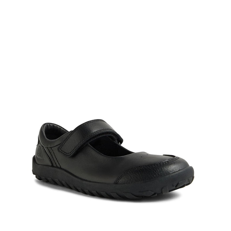 Bobux Alpha Hula School Shoe - Black, angled outer side view