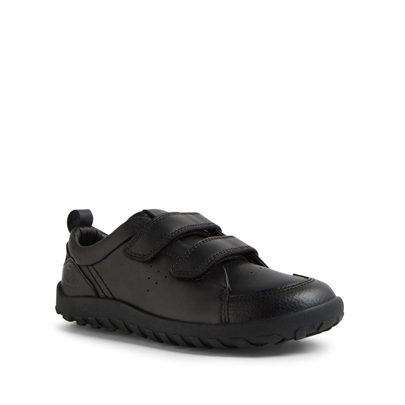 Bobux Alpha Ripley School Shoe - Black. angled outer side view
