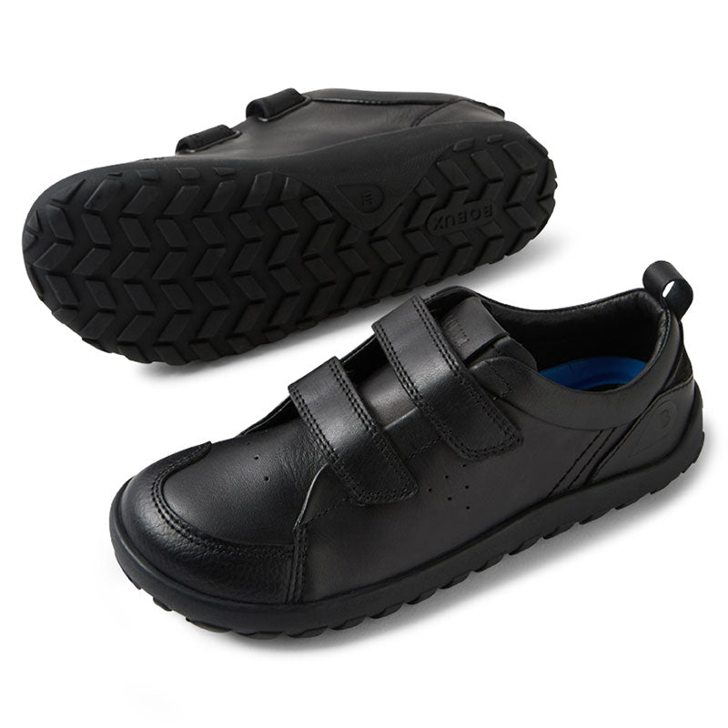 Pair of Bobux Alpha Ripley School Shoes - Black, top, outer and inner side and sole view