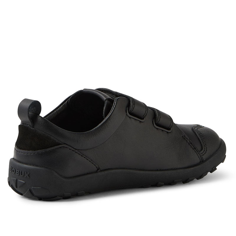 Bobux Alpha Ripley School Shoe - Black, angled inner side and rear view