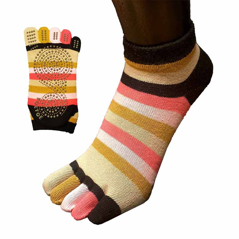 TOETOE Adults Anti-Slip Sole Trainer Toe Socks - Pink
