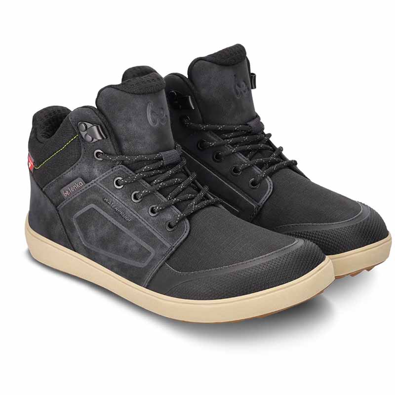 Pair of Be Lenka Adults Boots Arctic Edge - Charcoal Black, angled side view showing outer side, front and laces