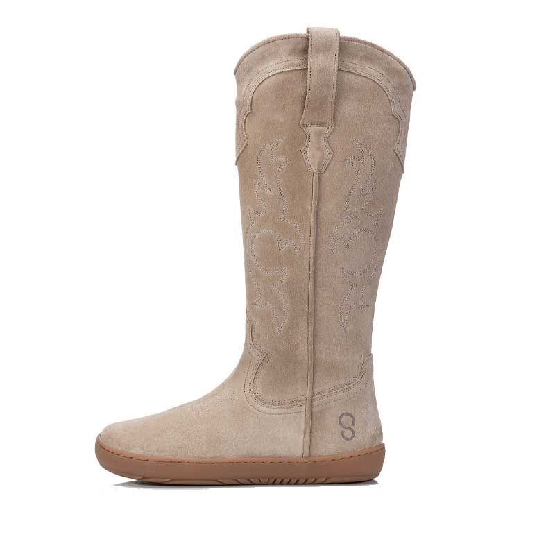 Shapen Women's Arizona Cowboy Boot - Beige, outer side view.