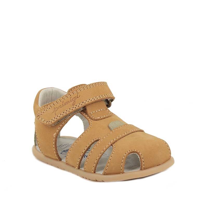 Primigi Kids Barefoot Sandal - Caramel, angled view showing outer side and front.