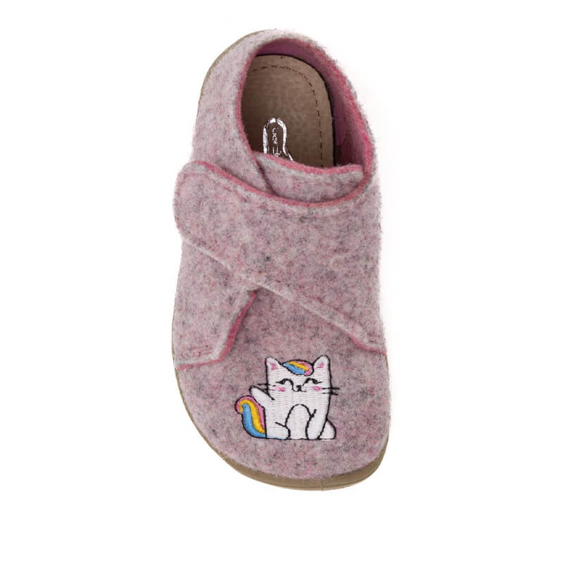 Bar3Foot Kids Woolly Slipper Elf Pascal - Pink, top view