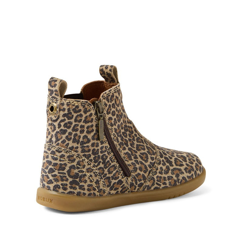 Bobux i-Walk Jodhpur Boot - Leopard Shimmer, angled inner side and rear view