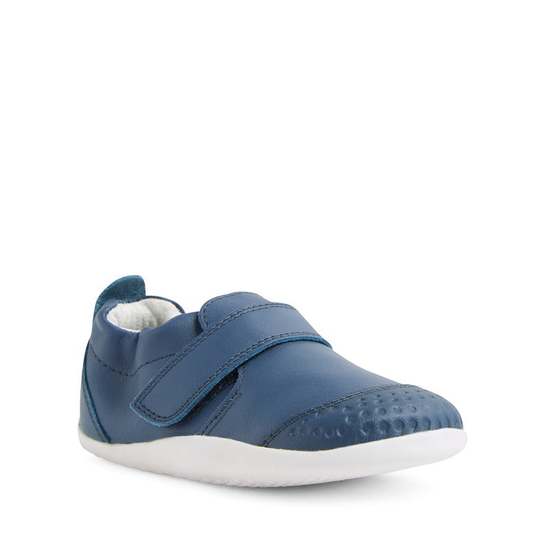 Bobux SU Xplorer Go Shoe - Vintage Indigo, angled inner side and front view