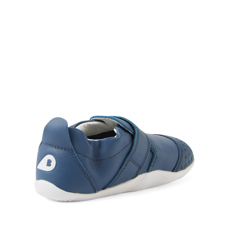 Bobux SU Xplorer Go Shoe - Vintage Indigo, angled inner side and rear view