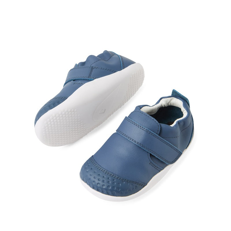 Pair of Bobux SU Xplorer Go Shoes - Vintage Indigo, top, inner and outer side and sole view