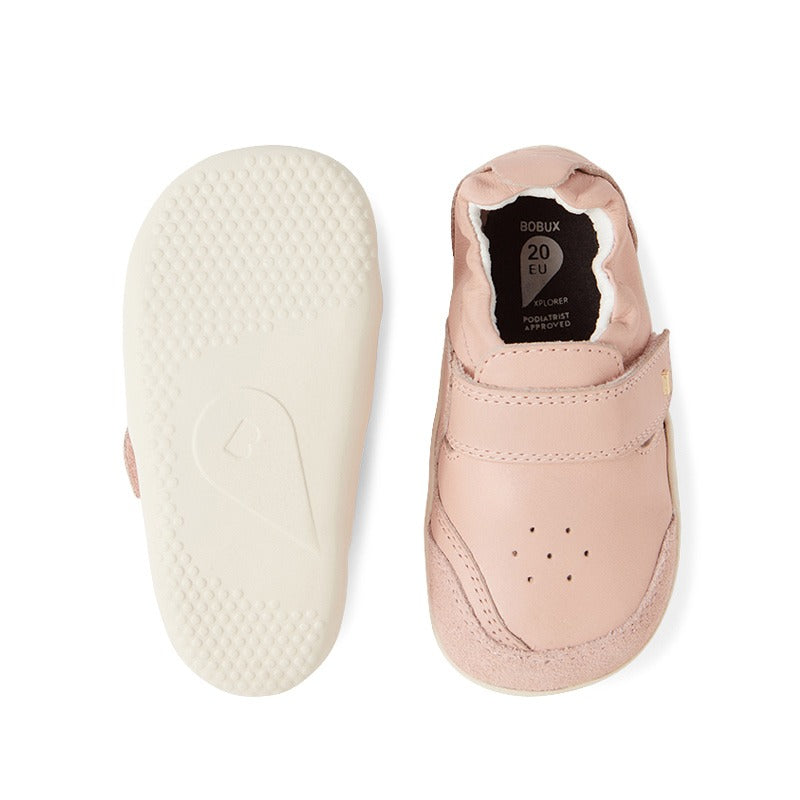 Pair of Bobux SU Xplorer Ripple Shoes - Cameo Rose, sole and top view