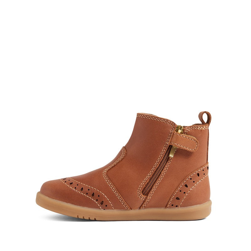 Bobux i-Walk Billie Boot - Caramel, inner side view showing zip
