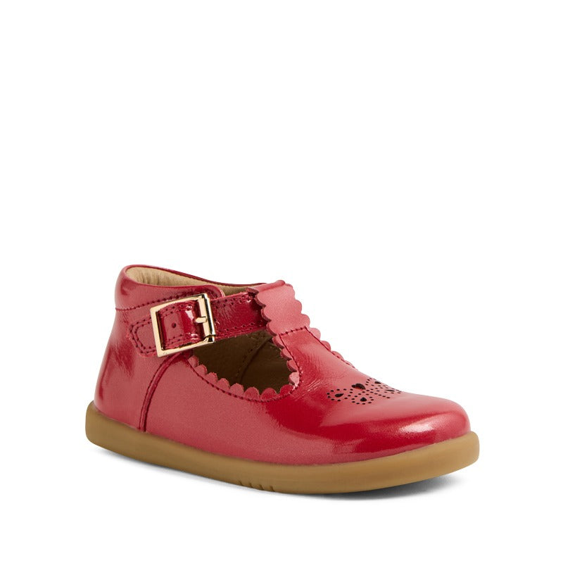 Bobux i-Walk Poppy T-Bar Shoe - Raspberry, angled outer side view