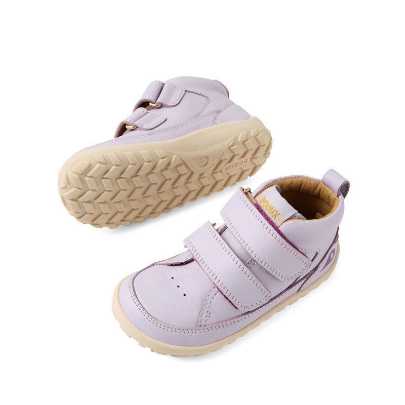 Pair of Bobux Alpha Trek Boots - Thistle, top, inner and outer side and sole view
