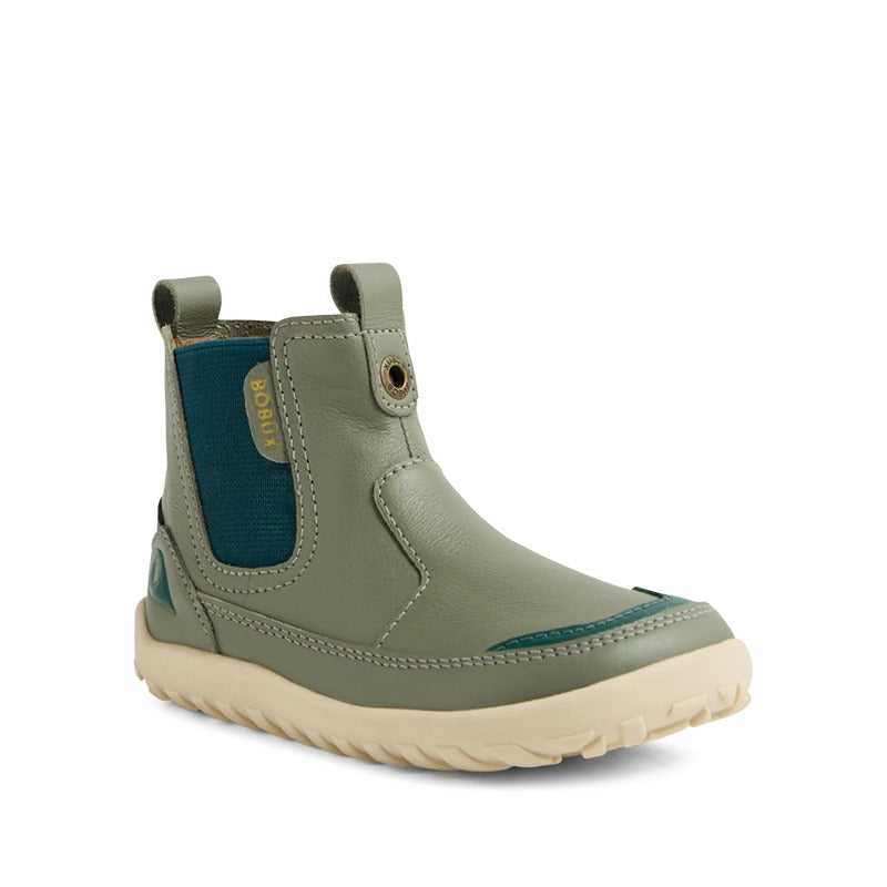 Bobux Alpha Trail Boot - Vetiver, angled outer side view