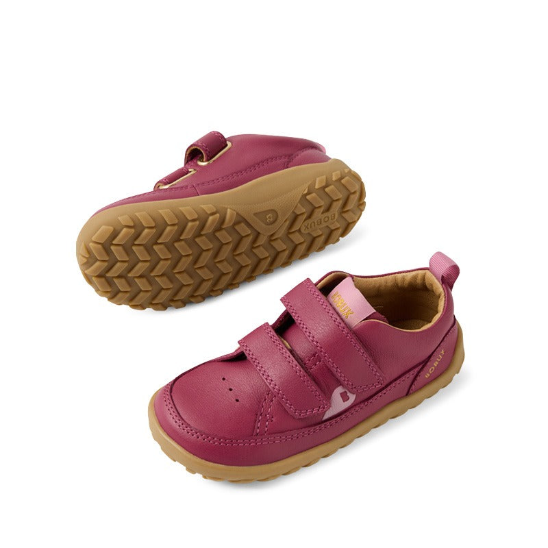 Pair of Bobux Alpha Dawn Shoes - Beaujolias, outer side and sole view