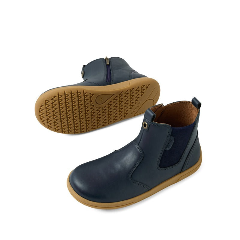 Pair of Bobux Kid+ Jodhpur II Boots - Navy, top, inner and outer side and sole view