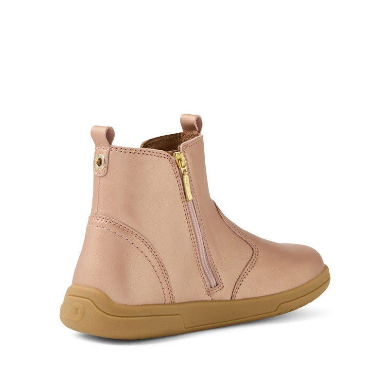 Bobux Kid+ Jodhpur II Boot - Rose Gold, angled inner ide and rear view