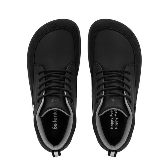 Pair of Be Lenka Junior Boots Elio - Black, top view showing toe box and laces