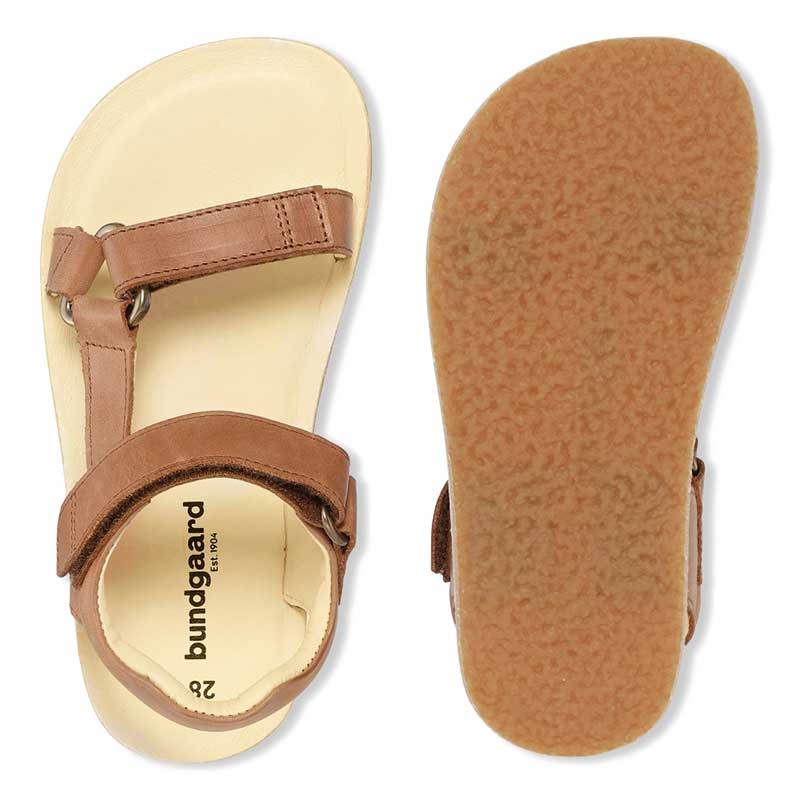 Pair of Bundgaard Kids Sandals Haven - Cognac, top and sole view