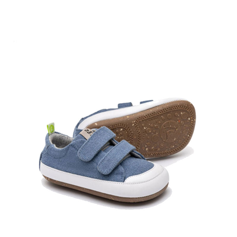 Pair of Tip Toey Joey Kids Canvas Trainers Bossy - Green Blue.